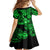 Hawaii Ukulele Family Matching Off Shoulder Long Sleeve Dress and Hawaiian Shirt Polynesian Pattern Green Version LT01 - Polynesian Pride