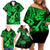 Hawaii Ukulele Family Matching Off Shoulder Short Dress and Hawaiian Shirt Polynesian Pattern Green Version LT01 - Polynesian Pride