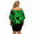 Hawaii Ukulele Family Matching Off Shoulder Short Dress and Hawaiian Shirt Polynesian Pattern Green Version LT01 - Polynesian Pride