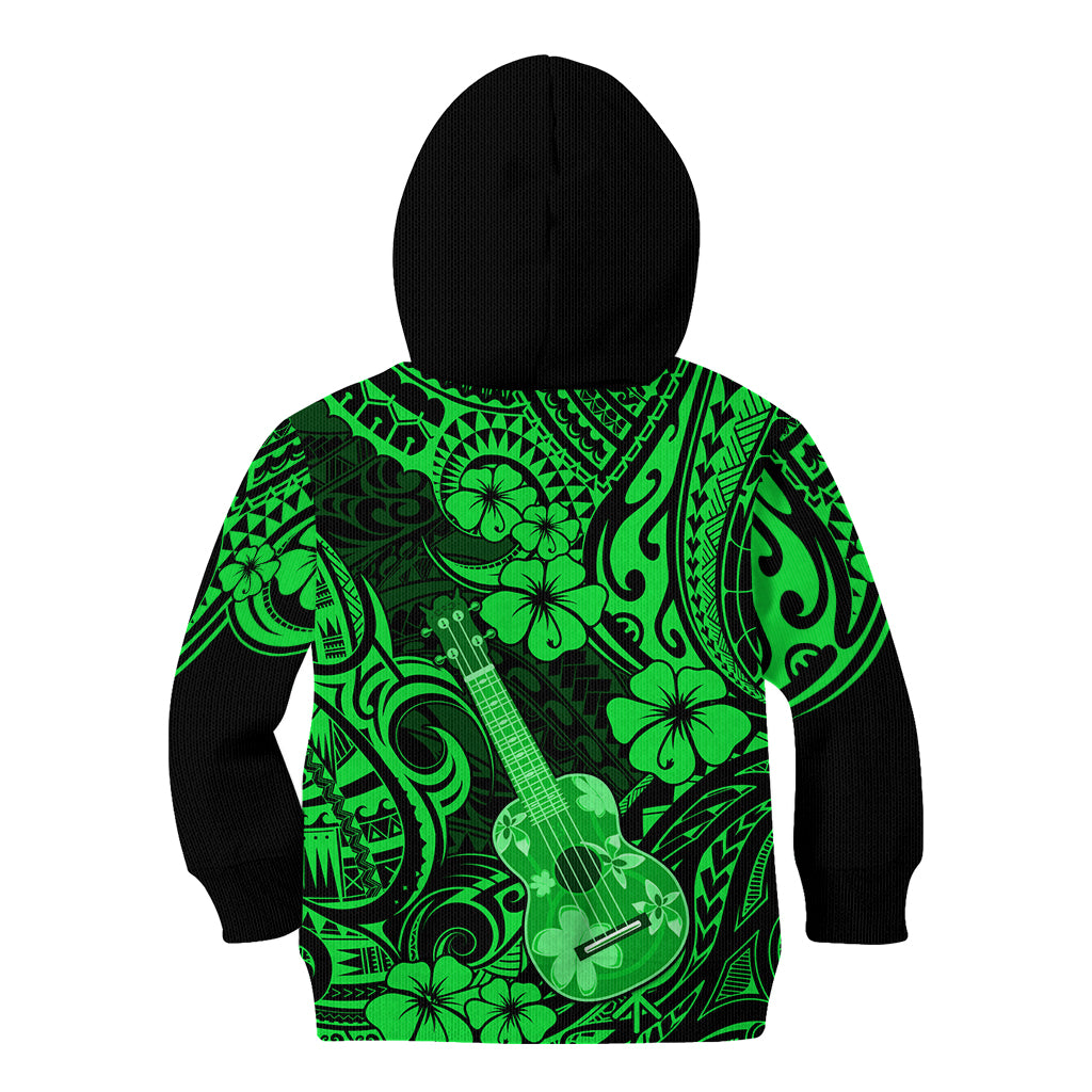 Hawaii Ukulele Kid Hoodie Polynesian Pattern Green Version LT01 - Polynesian Pride