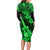 Hawaii Ukulele Long Sleeve Bodycon Dress Polynesian Pattern Green Version LT01 - Polynesian Pride