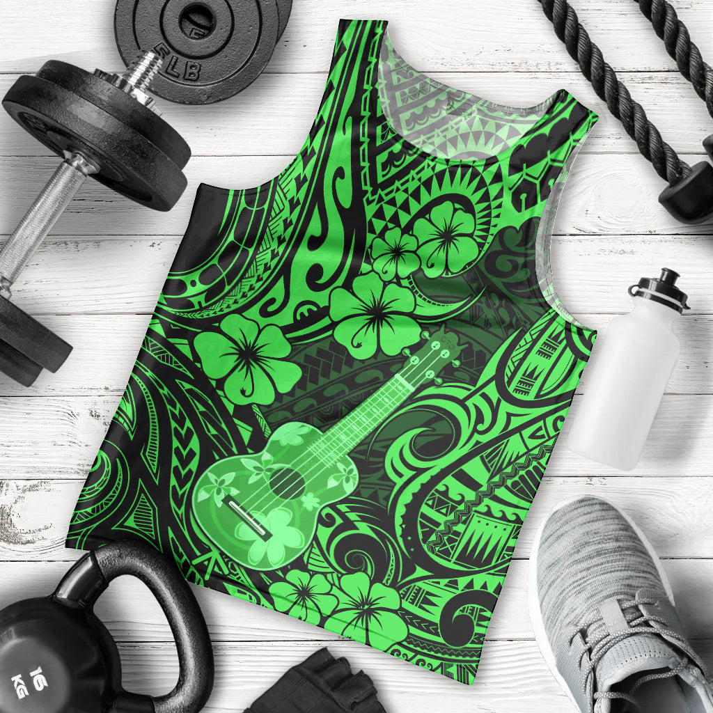 Hawaii Ukulele Men Tank Top Polynesian Pattern Green Version LT01 Green - Polynesian Pride