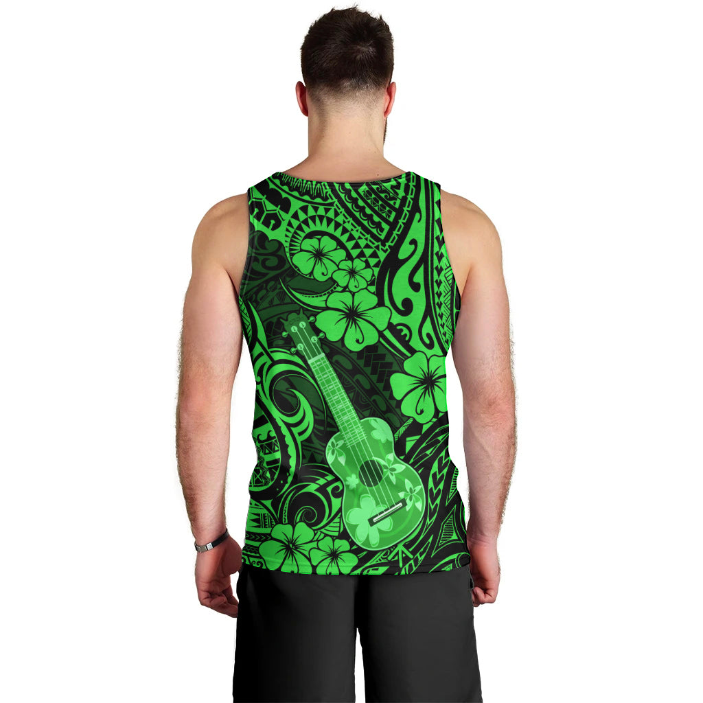 Hawaii Ukulele Men Tank Top Polynesian Pattern Green Version LT01 - Polynesian Pride