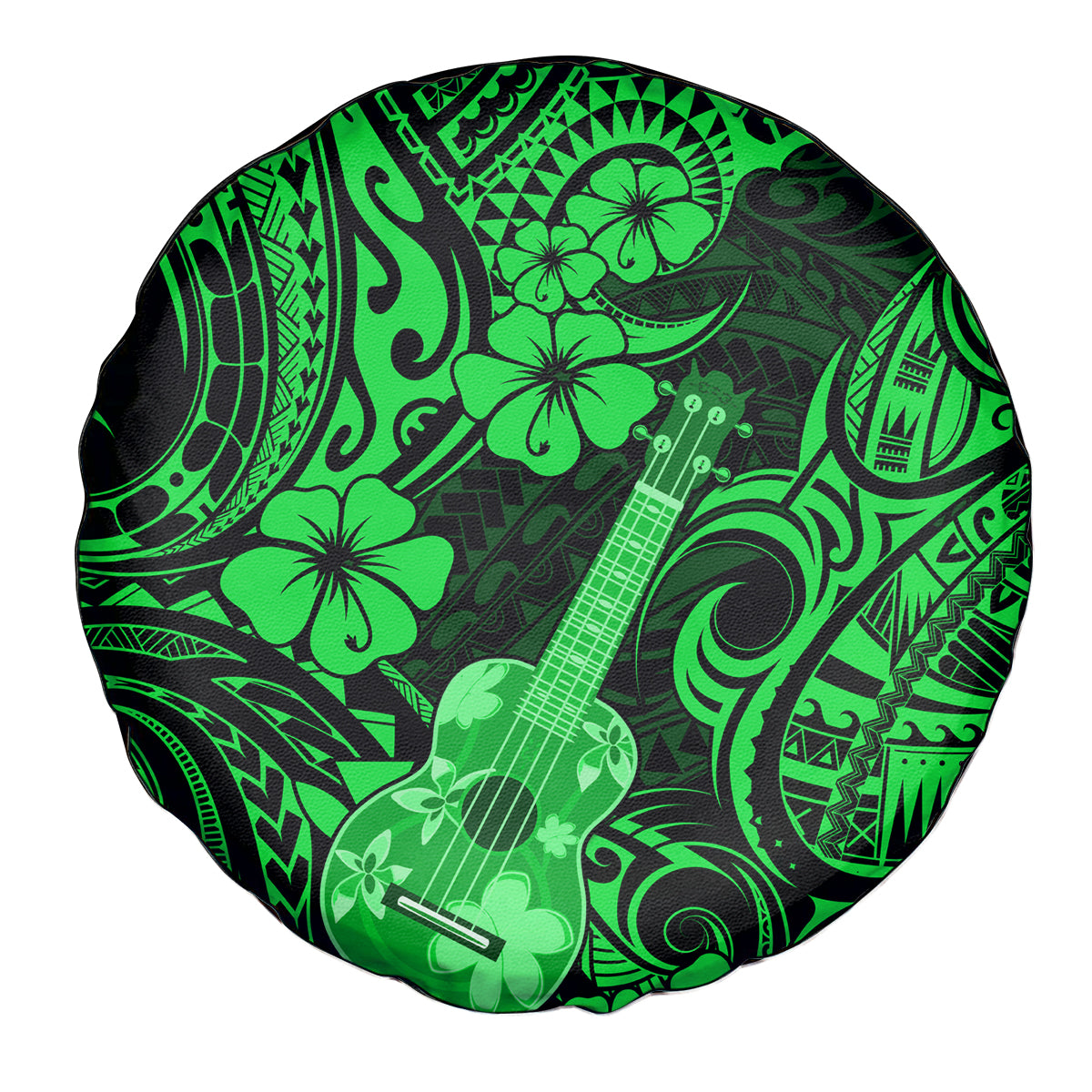 Hawaii Ukulele Spare Tire Cover Polynesian Pattern Green Version LT01 Green - Polynesian Pride