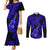 Hawaii Ukulele Couples Matching Mermaid Dress and Long Sleeve Button Shirts Polynesian Pattern Navy Blue Version LT01 Blue - Polynesian Pride