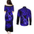 Hawaii Ukulele Couples Matching Puletasi Dress and Long Sleeve Button Shirts Polynesian Pattern Navy Blue Version LT01 - Polynesian Pride