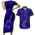 Hawaii Ukulele Couples Matching Short Sleeve Bodycon Dress and Hawaiian Shirt Polynesian Pattern Navy Blue Version LT01 Blue - Polynesian Pride