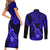 Hawaii Ukulele Couples Matching Short Sleeve Bodycon Dress and Long Sleeve Button Shirts Polynesian Pattern Navy Blue Version LT01 - Polynesian Pride