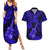 Hawaii Ukulele Couples Matching Summer Maxi Dress and Hawaiian Shirt Polynesian Pattern Navy Blue Version LT01 Blue - Polynesian Pride