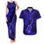Hawaii Ukulele Couples Matching Tank Maxi Dress and Hawaiian Shirt Polynesian Pattern Navy Blue Version LT01 Blue - Polynesian Pride