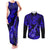 Hawaii Ukulele Couples Matching Tank Maxi Dress and Long Sleeve Button Shirts Polynesian Pattern Navy Blue Version LT01 Blue - Polynesian Pride