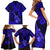 Hawaii Ukulele Family Matching Short Sleeve Bodycon Dress and Hawaiian Shirt Polynesian Pattern Navy Blue Version LT01 - Polynesian Pride