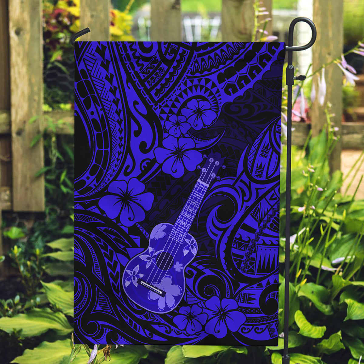 Hawaii Ukulele Garden Flag Polynesian Pattern Navy Blue Version LT01 Garden Flag Blue - Polynesian Pride