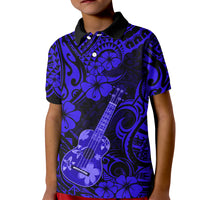 Hawaii Ukulele Kid Polo Shirt Polynesian Pattern Navy Blue Version LT01 Kid Blue - Polynesian Pride