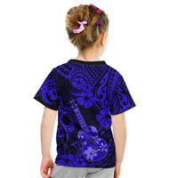 Hawaii Ukulele Kid T Shirt Polynesian Pattern Navy Blue Version LT01 - Polynesian Pride