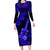 Hawaii Ukulele Long Sleeve Bodycon Dress Polynesian Pattern Navy Blue Version LT01 Long Dress Blue - Polynesian Pride