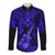 Hawaii Ukulele Long Sleeve Button Shirt Polynesian Pattern Navy Blue Version LT01 Unisex Blue - Polynesian Pride