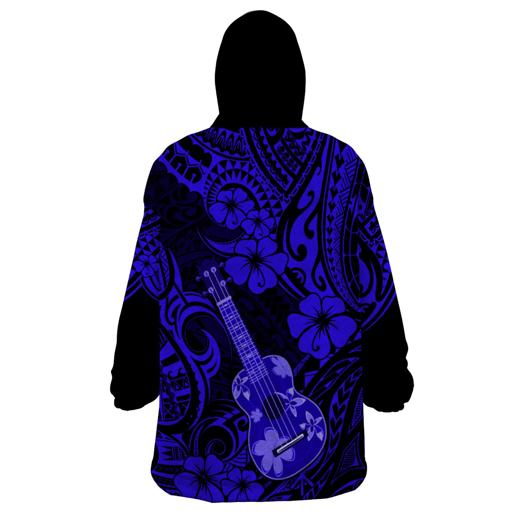Hawaii Ukulele Wearable Blanket Hoodie Polynesian Pattern Navy Blue Version LT01 - Polynesian Pride