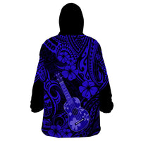 Hawaii Ukulele Wearable Blanket Hoodie Polynesian Pattern Navy Blue Version LT01 - Polynesian Pride