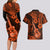 Hawaii Ukulele Couples Matching Long Sleeve Bodycon Dress and Hawaiian Shirt Polynesian Pattern Orange Version LT01 - Polynesian Pride