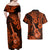 Hawaii Ukulele Couples Matching Off Shoulder Maxi Dress and Hawaiian Shirt Polynesian Pattern Orange Version LT01 - Polynesian Pride