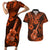 Hawaii Ukulele Couples Matching Short Sleeve Bodycon Dress and Hawaiian Shirt Polynesian Pattern Orange Version LT01 Orange - Polynesian Pride