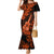 Hawaii Ukulele Family Matching Mermaid Dress and Hawaiian Shirt Polynesian Pattern Orange Version LT01 Mom's Dress Orange - Polynesian Pride