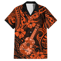 Hawaii Ukulele Family Matching Puletasi Dress and Hawaiian Shirt Polynesian Pattern Orange Version LT01 Dad's Shirt - Short Sleeve Orange - Polynesian Pride