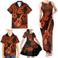 Hawaii Ukulele Family Matching Tank Maxi Dress and Hawaiian Shirt Polynesian Pattern Orange Version LT01 - Polynesian Pride