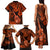 Hawaii Ukulele Family Matching Tank Maxi Dress and Hawaiian Shirt Polynesian Pattern Orange Version LT01 - Polynesian Pride