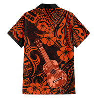 Hawaii Ukulele Family Matching Tank Maxi Dress and Hawaiian Shirt Polynesian Pattern Orange Version LT01 - Polynesian Pride