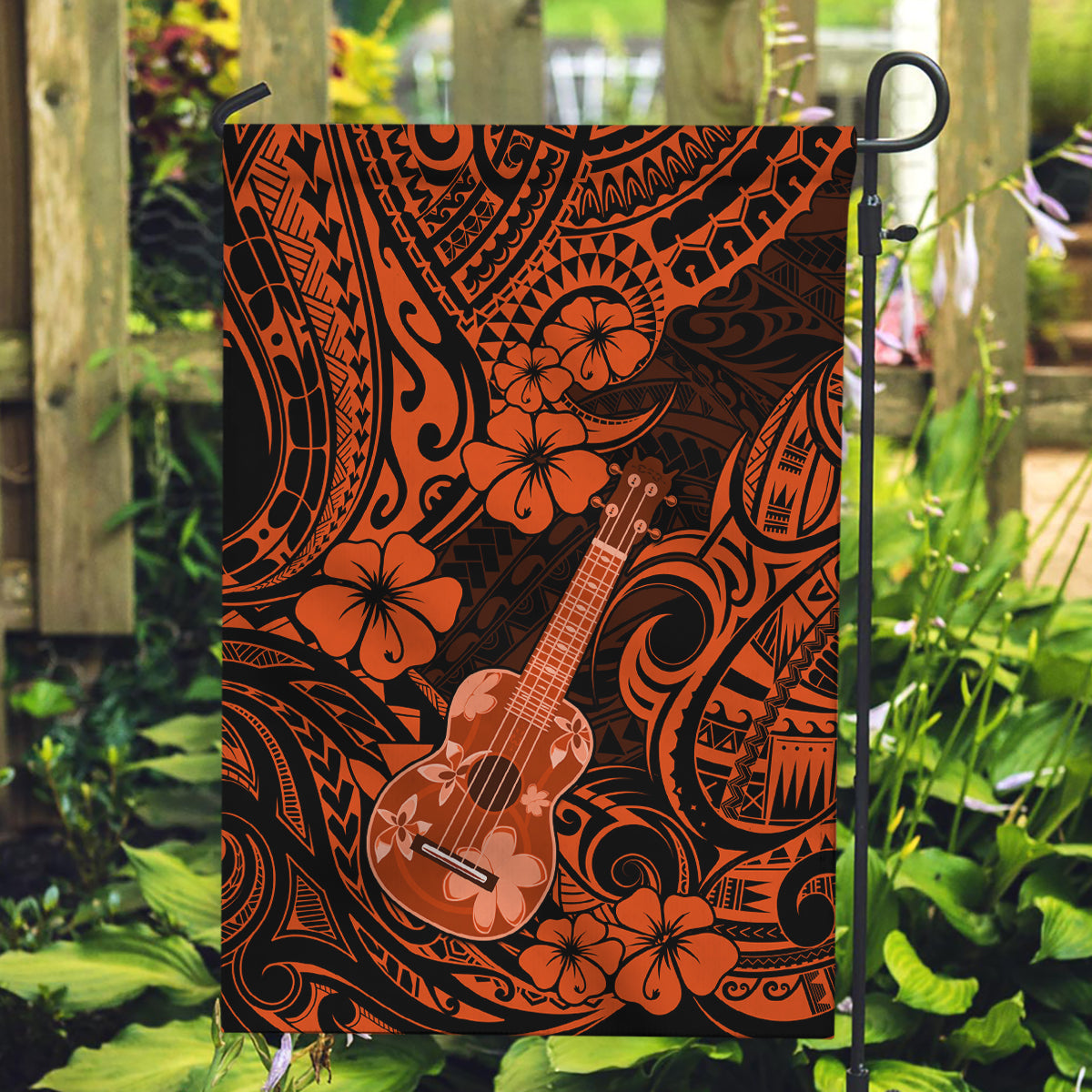 Hawaii Ukulele Garden Flag Polynesian Pattern Orange Version LT01 Garden Flag Orange - Polynesian Pride