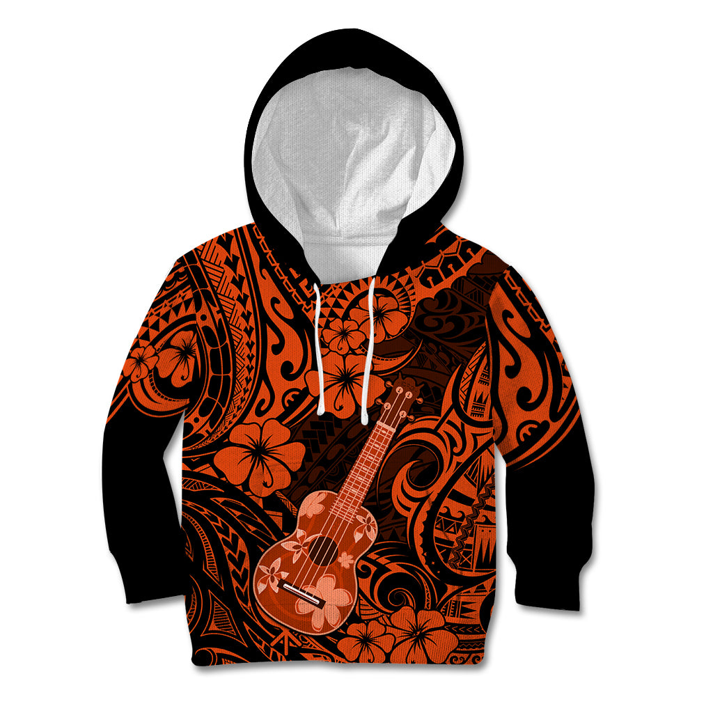 Hawaii Ukulele Kid Hoodie Polynesian Pattern Orange Version LT01 Orange - Polynesian Pride