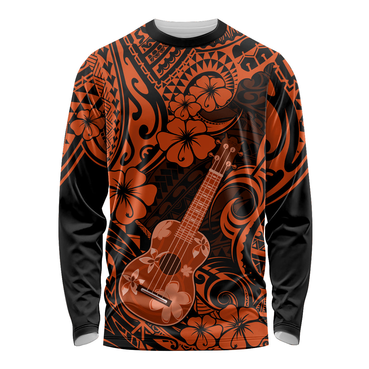 Hawaii Ukulele Long Sleeve Shirt Polynesian Pattern Orange Version LT01 Unisex Orange - Polynesian Pride