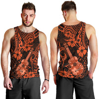 Hawaii Ukulele Men Tank Top Polynesian Pattern Orange Version LT01 - Polynesian Pride