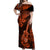 Hawaii Ukulele Off Shoulder Maxi Dress Polynesian Pattern Orange Version LT01 Women Orange - Polynesian Pride