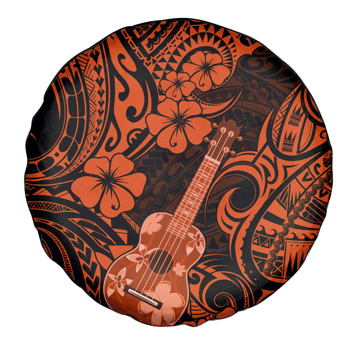 Hawaii Ukulele Spare Tire Cover Polynesian Pattern Orange Version LT01 Orange - Polynesian Pride