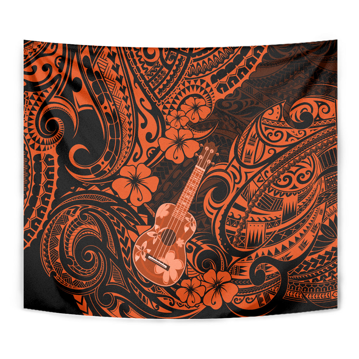 Hawaii Ukulele Tapestry Polynesian Pattern Orange Version LT01 - Polynesian Pride