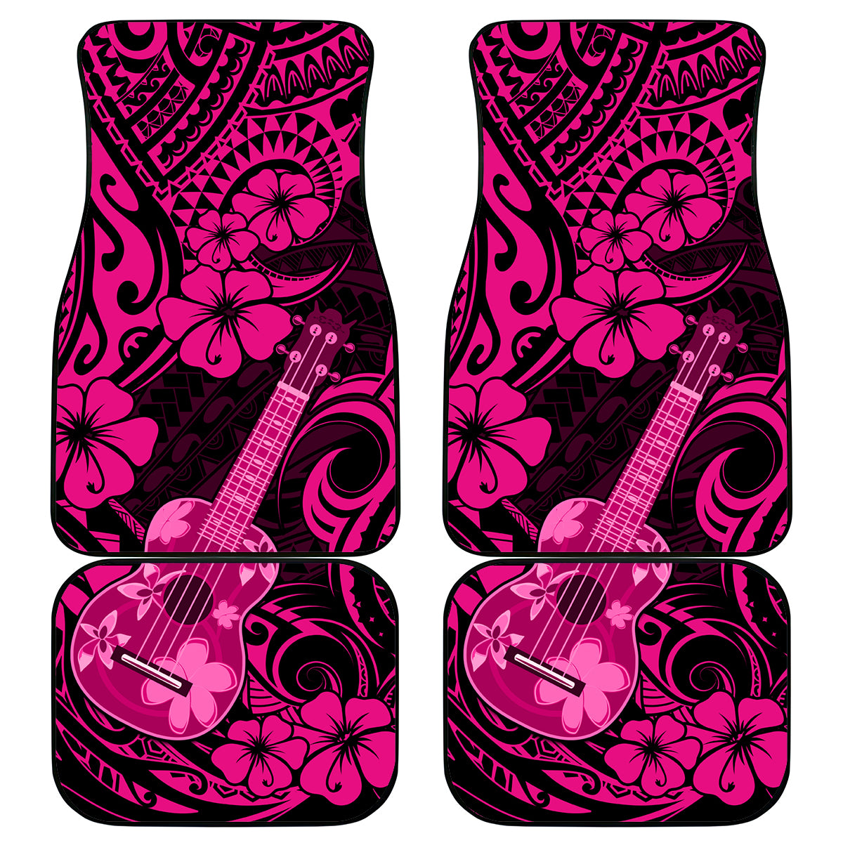 Hawaii Ukulele Car Mats Polynesian Pattern Pink Version LT01 Pink - Polynesian Pride