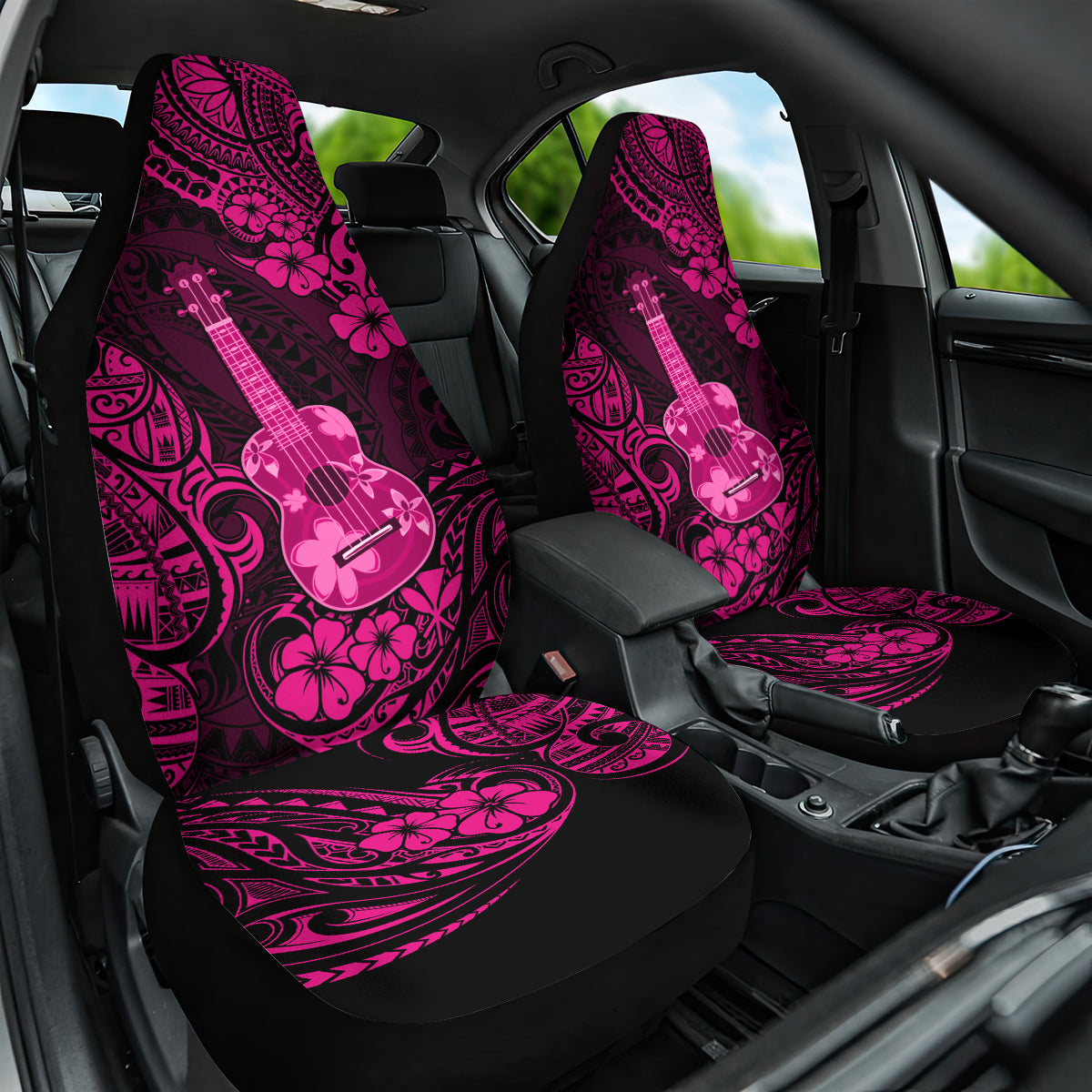 Hawaii Ukulele Car Seat Cover Polynesian Pattern Pink Version LT01 One Size Pink - Polynesian Pride