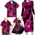 Hawaii Ukulele Family Matching Long Sleeve Bodycon Dress and Hawaiian Shirt Polynesian Pattern Pink Version LT01 - Polynesian Pride