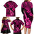 Hawaii Ukulele Family Matching Long Sleeve Bodycon Dress and Hawaiian Shirt Polynesian Pattern Pink Version LT01 - Polynesian Pride