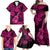 Hawaii Ukulele Family Matching Off Shoulder Maxi Dress and Hawaiian Shirt Polynesian Pattern Pink Version LT01 - Polynesian Pride