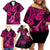 Hawaii Ukulele Family Matching Off Shoulder Short Dress and Hawaiian Shirt Polynesian Pattern Pink Version LT01 - Polynesian Pride