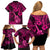 Hawaii Ukulele Family Matching Off Shoulder Short Dress and Hawaiian Shirt Polynesian Pattern Pink Version LT01 - Polynesian Pride