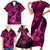 Hawaii Ukulele Family Matching Short Sleeve Bodycon Dress and Hawaiian Shirt Polynesian Pattern Pink Version LT01 - Polynesian Pride