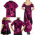 Hawaii Ukulele Family Matching Summer Maxi Dress and Hawaiian Shirt Polynesian Pattern Pink Version LT01 - Polynesian Pride