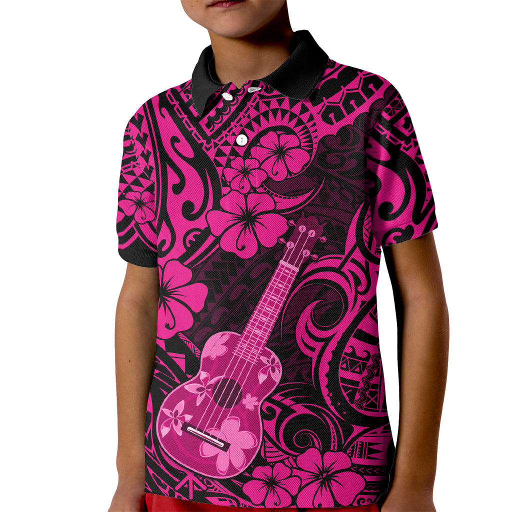 Hawaii Ukulele Kid Polo Shirt Polynesian Pattern Pink Version LT01 Kid Pink - Polynesian Pride