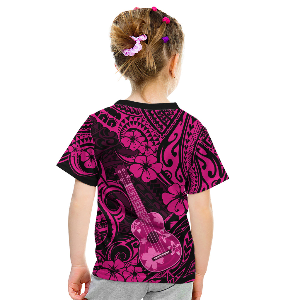 Hawaii Ukulele Kid T Shirt Polynesian Pattern Pink Version LT01 - Polynesian Pride