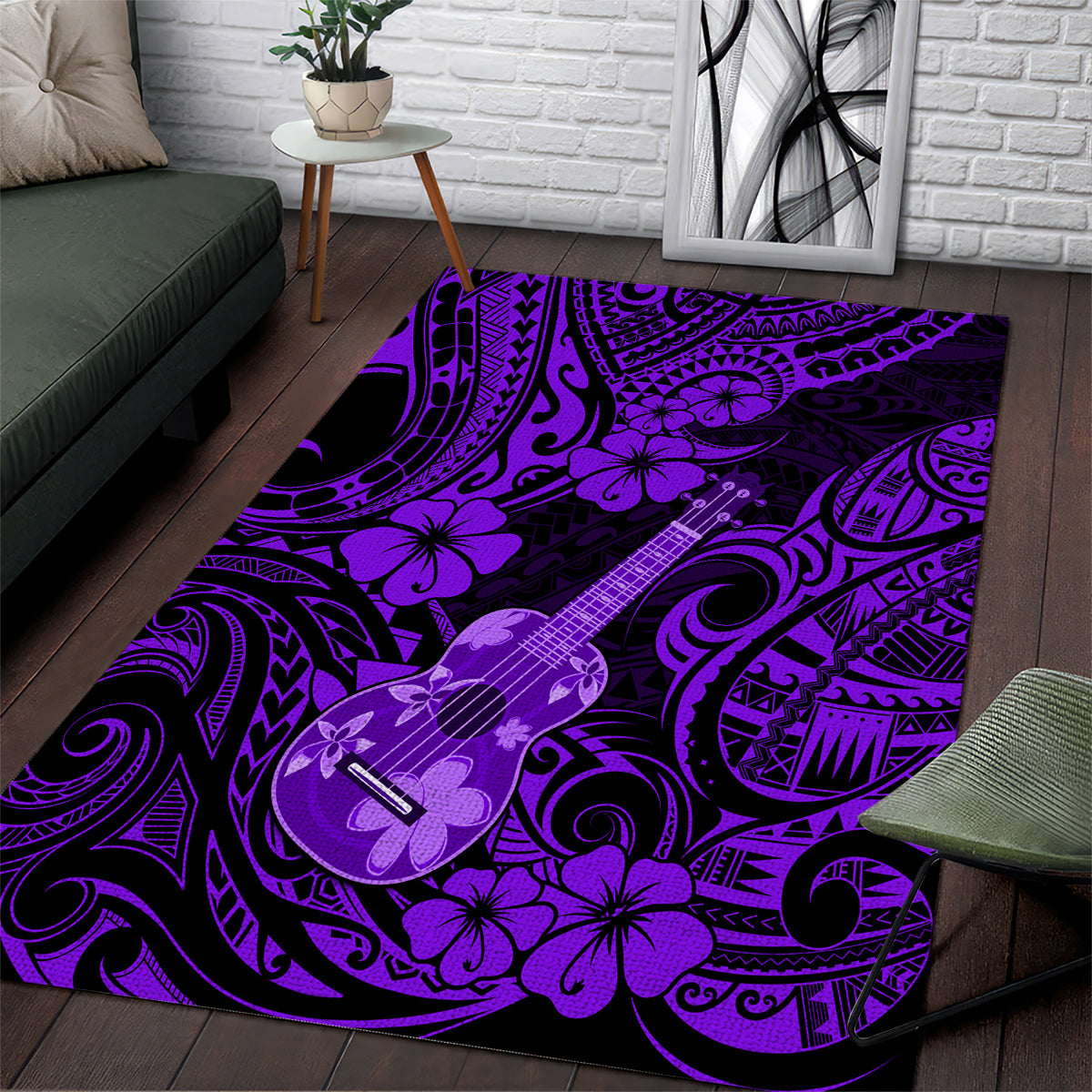 Hawaii Ukulele Area Rug Polynesian Pattern Purple Version LT01 Purple - Polynesian Pride